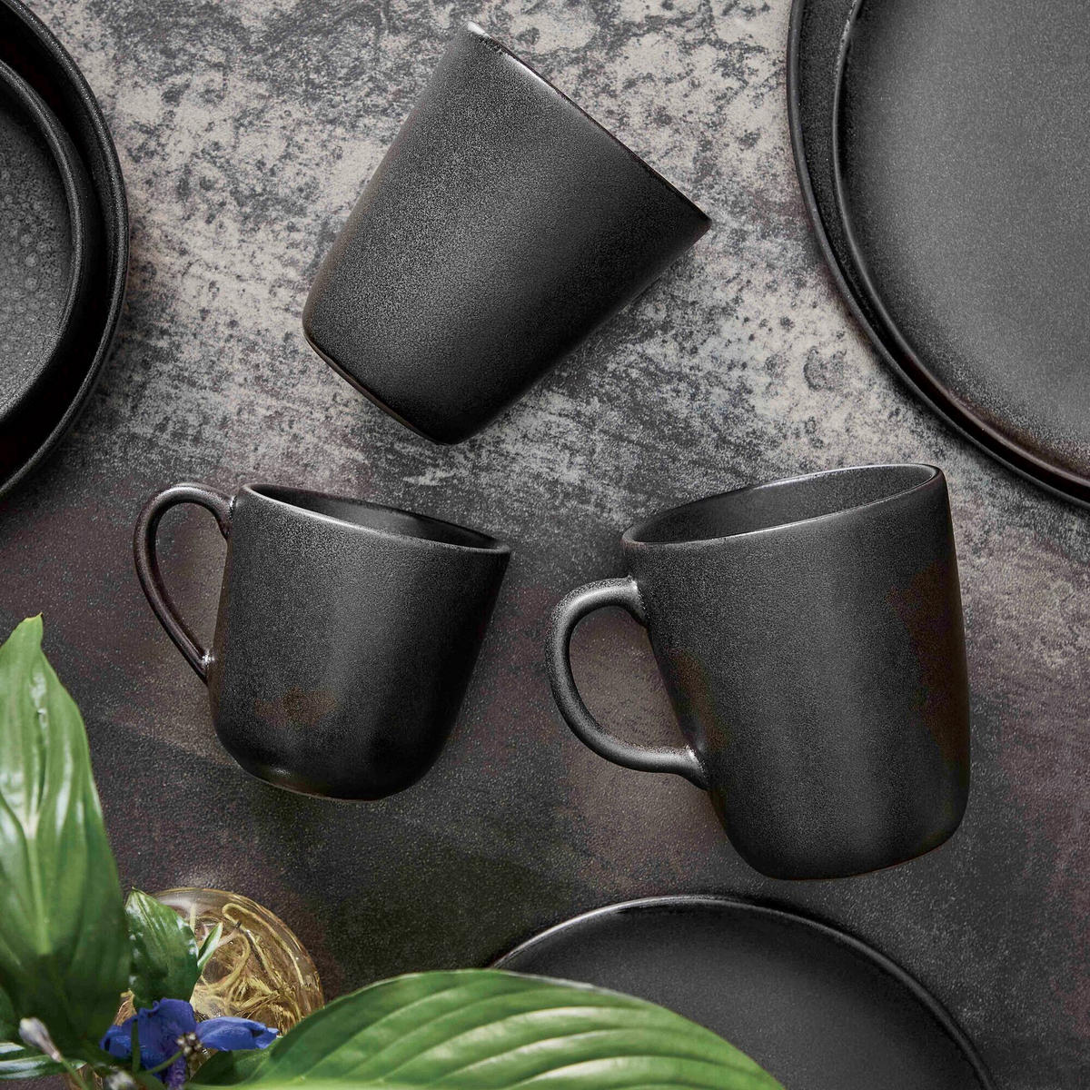 KAFFEEBECHERSET RAW 6-teilig  - Schwarz Hochglanz, Basics, Keramik (200ml) - Aida