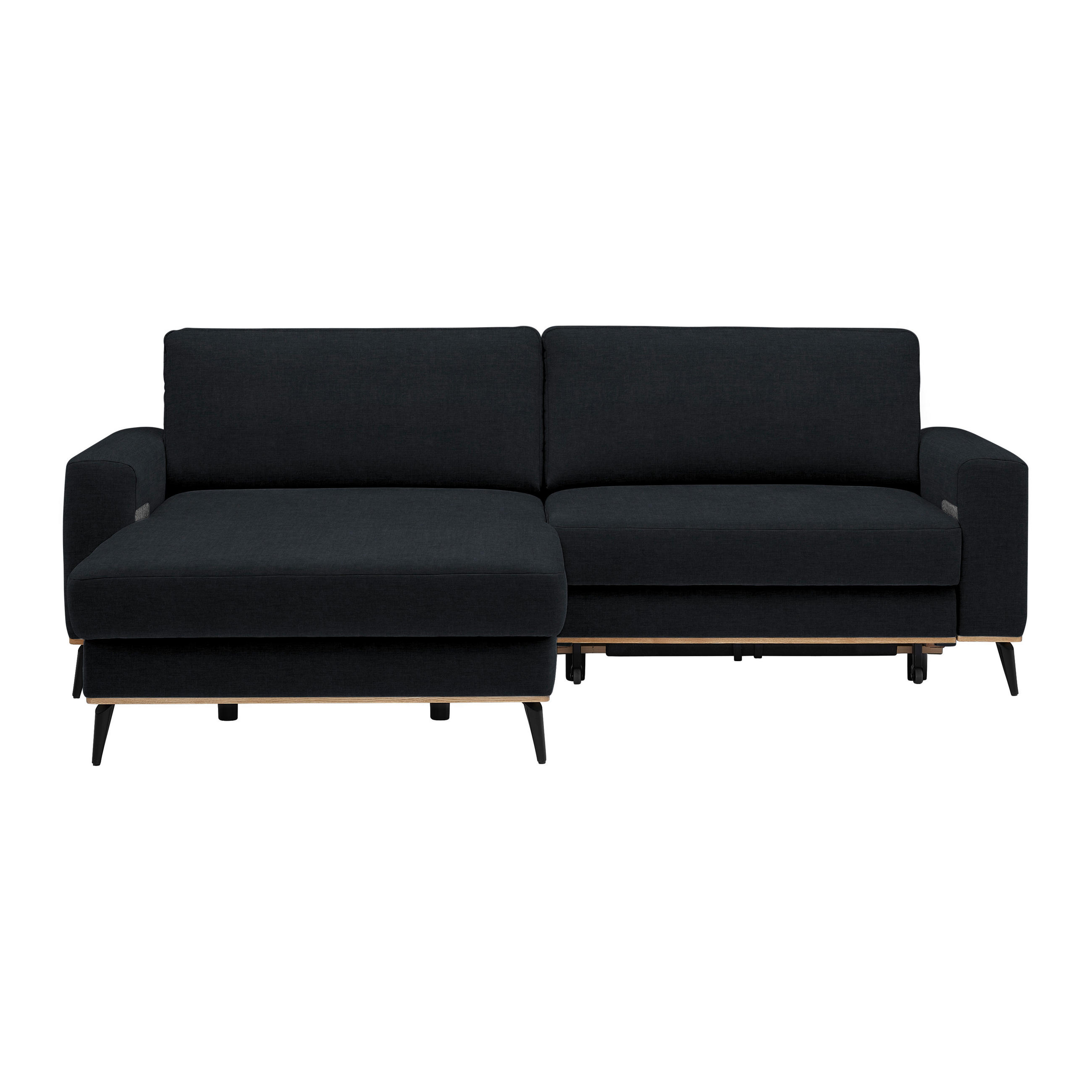 ECKSOFA in Chenille Schwarz  - Schwarz, Konventionell, Holz/Textil (167/234cm) - MID.YOU