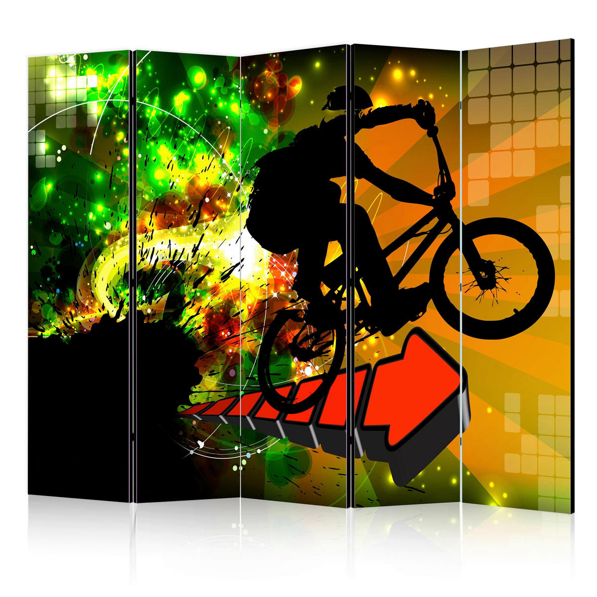 SKÄRMVÄGG  i trä, textil  orange, röd  - orange/röd, Basics, trä/textil (225/172/3cm) - artgeist