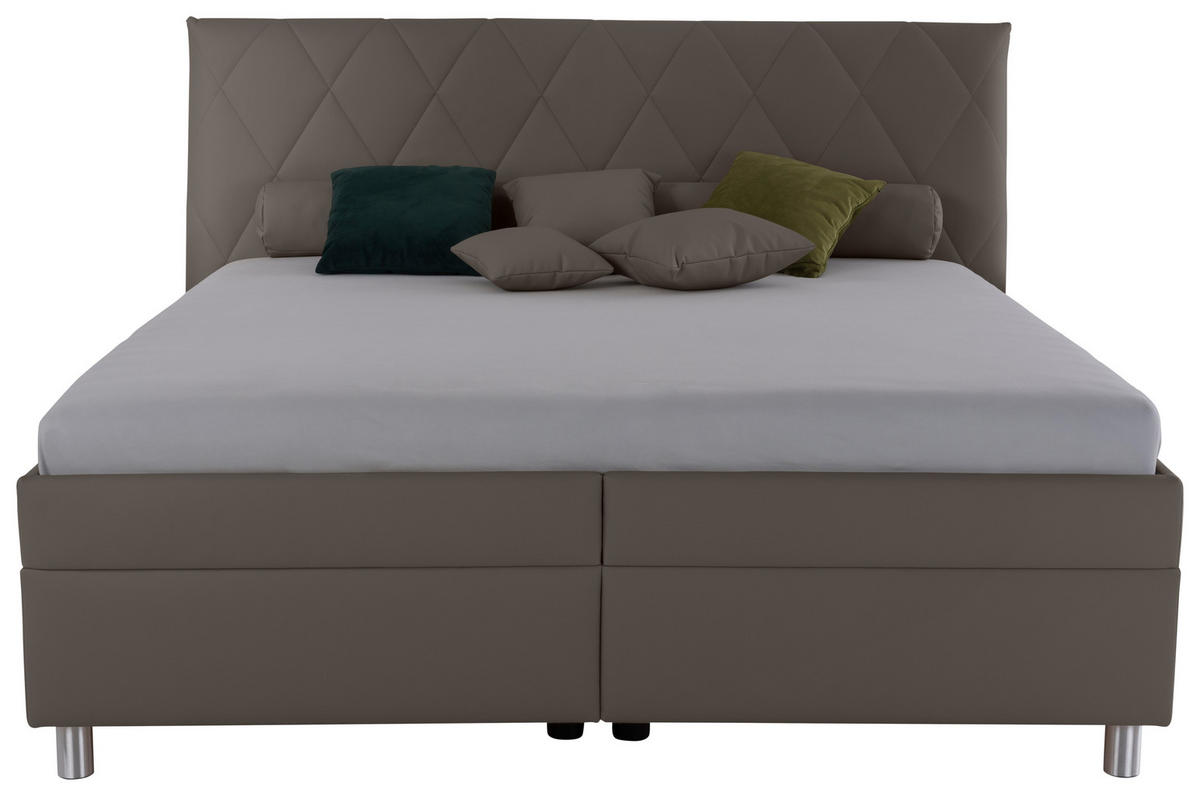 POLSTERBETT Matratze, gepolstertes Kopfteil, Lattenrost, Bettkasten Anthrazit 180/200 cm  - Birkefarben/Anthrazit, KONVENTIONELL, Holz/Textil (180/200cm) - Esposa