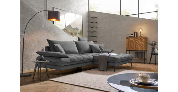 ECKSOFA in Webstoff Graubraun 292/176 cm - Graubraun/Schwarz, MODERN, Textil/Metall (292/176cm) - Carryhome
