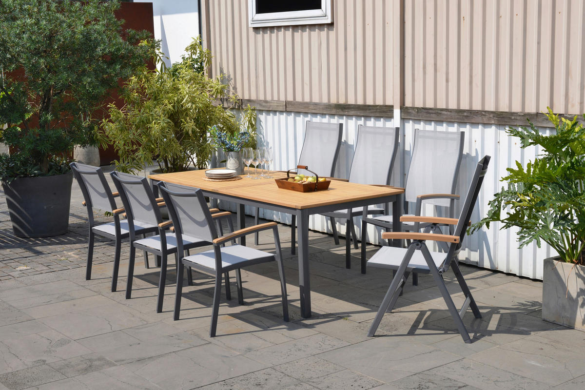 GARTENTISCH 206/90/74 cm  - Dunkelgrau/Teakfarben, Design, Holz/Metall (206/90/74cm) - Ambia Garden