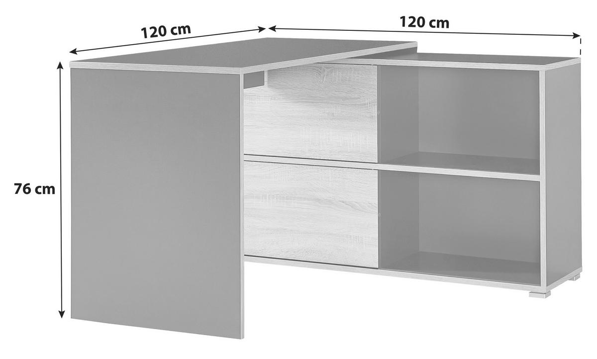 ECKSCHREIBTISCH 120/120/76 cm  in Anthrazit, Sonoma Eiche  - Anthrazit/Sonoma Eiche, Design, Holzwerkstoff (120/120/76cm) - Germania