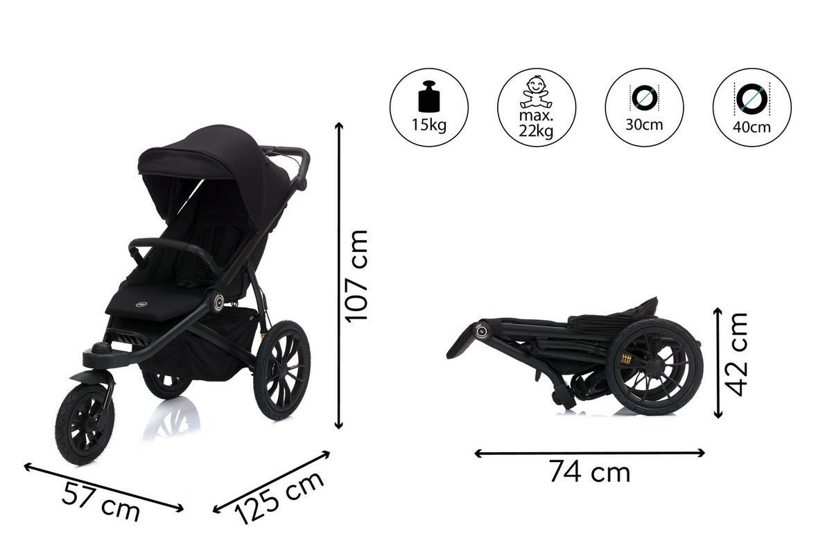 JOGGER Set Jogger Run schwarz  - Salbeigrün/Schwarz, Basics, Textil/Metall (125/57/107cm) - Fillikid