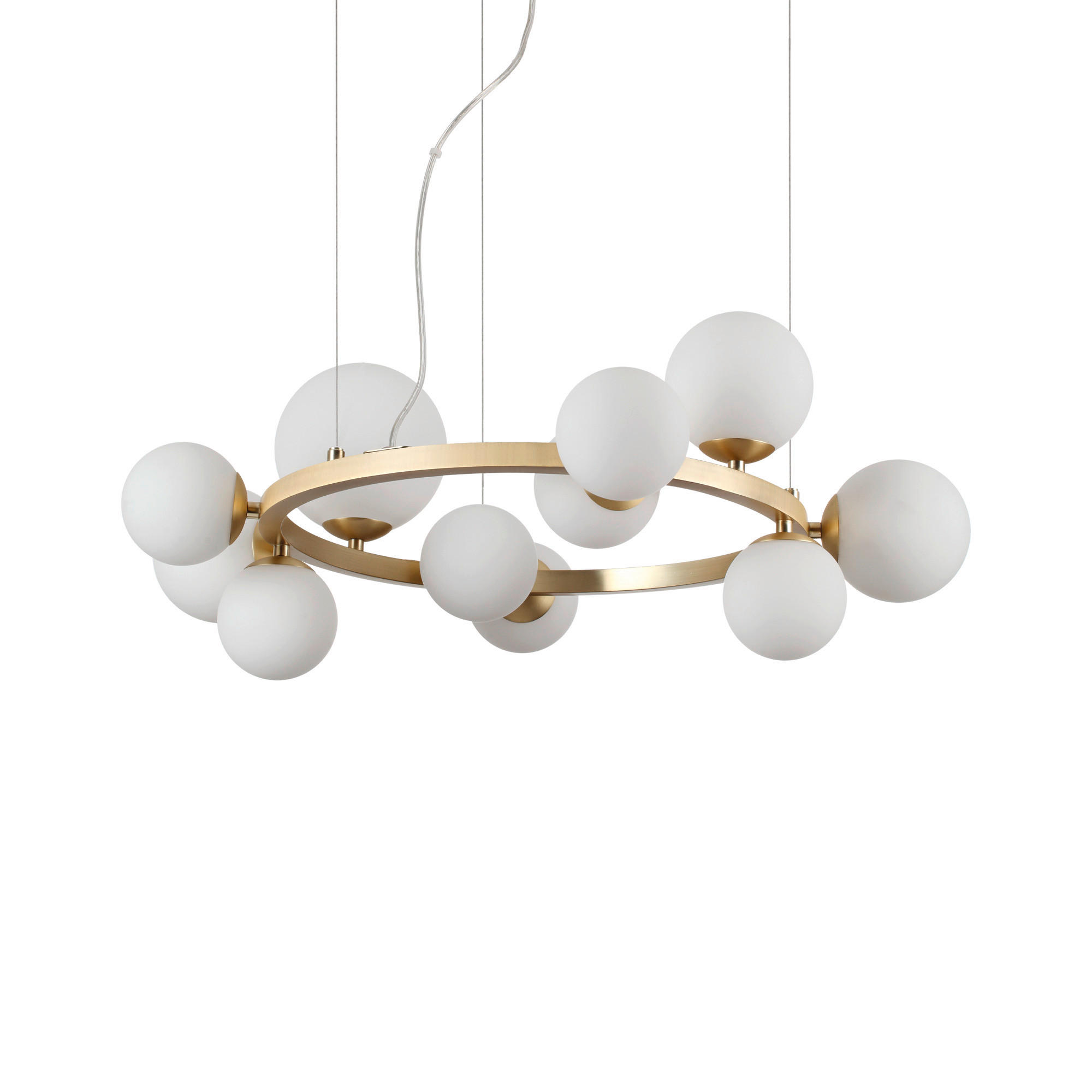 HÄNGELEUCHTE 73/55/230 cm   - Messingfarben/Weiß, Design, Glas/Metall (73/55/230cm) - Ideal Lux