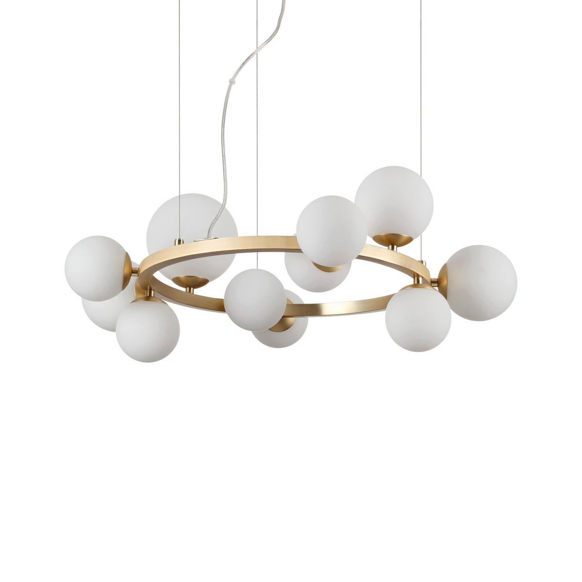 HÄNGELEUCHTE 73/55/230 cm   - Messingfarben/Weiß, Design, Glas/Metall (73/55/230cm) - Ideal Lux