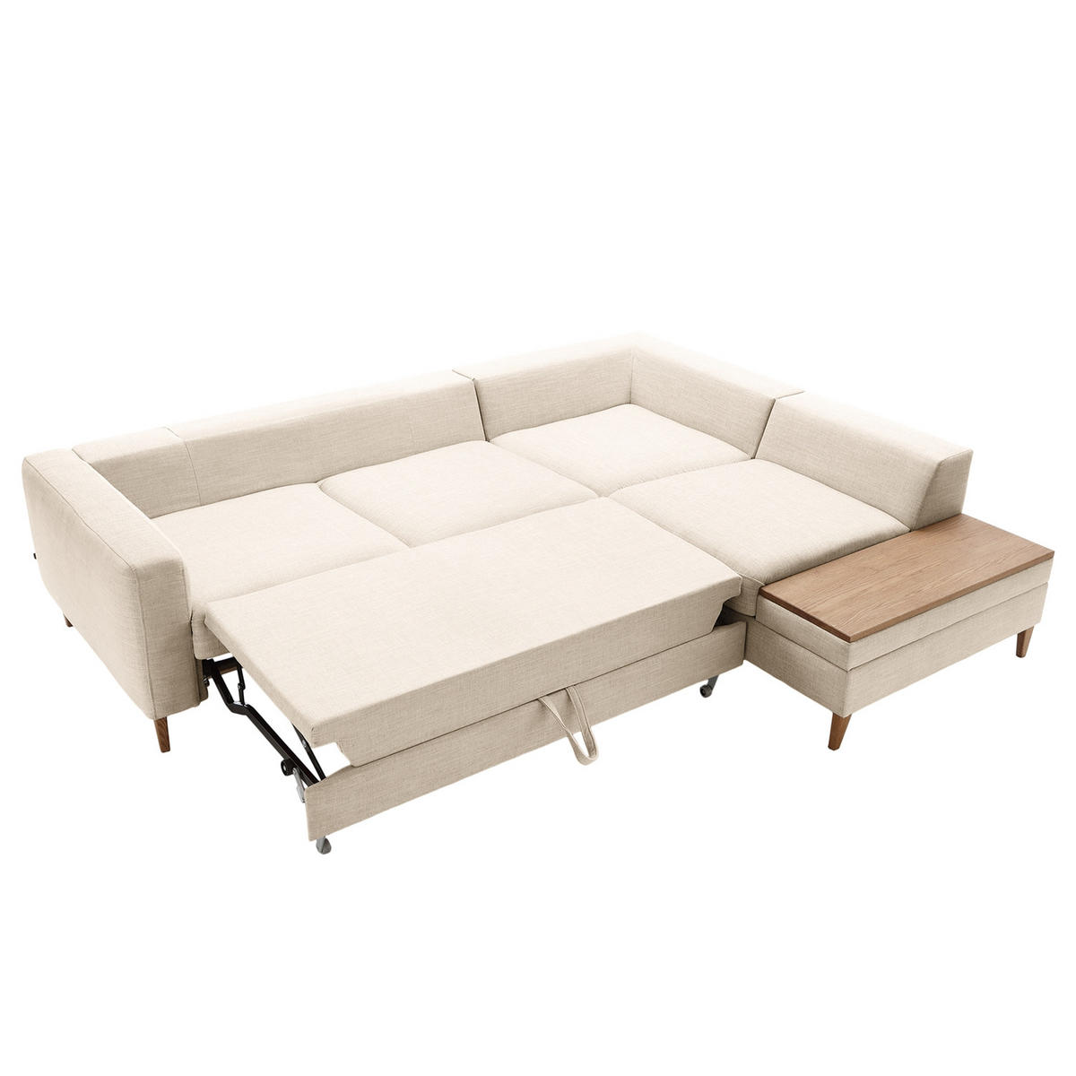 ECKSOFA in Webstoff Silberfarben  - Eschefarben/Silberfarben, Modern, Holz/Textil (260/90/204cm) - Trendmanufaktur