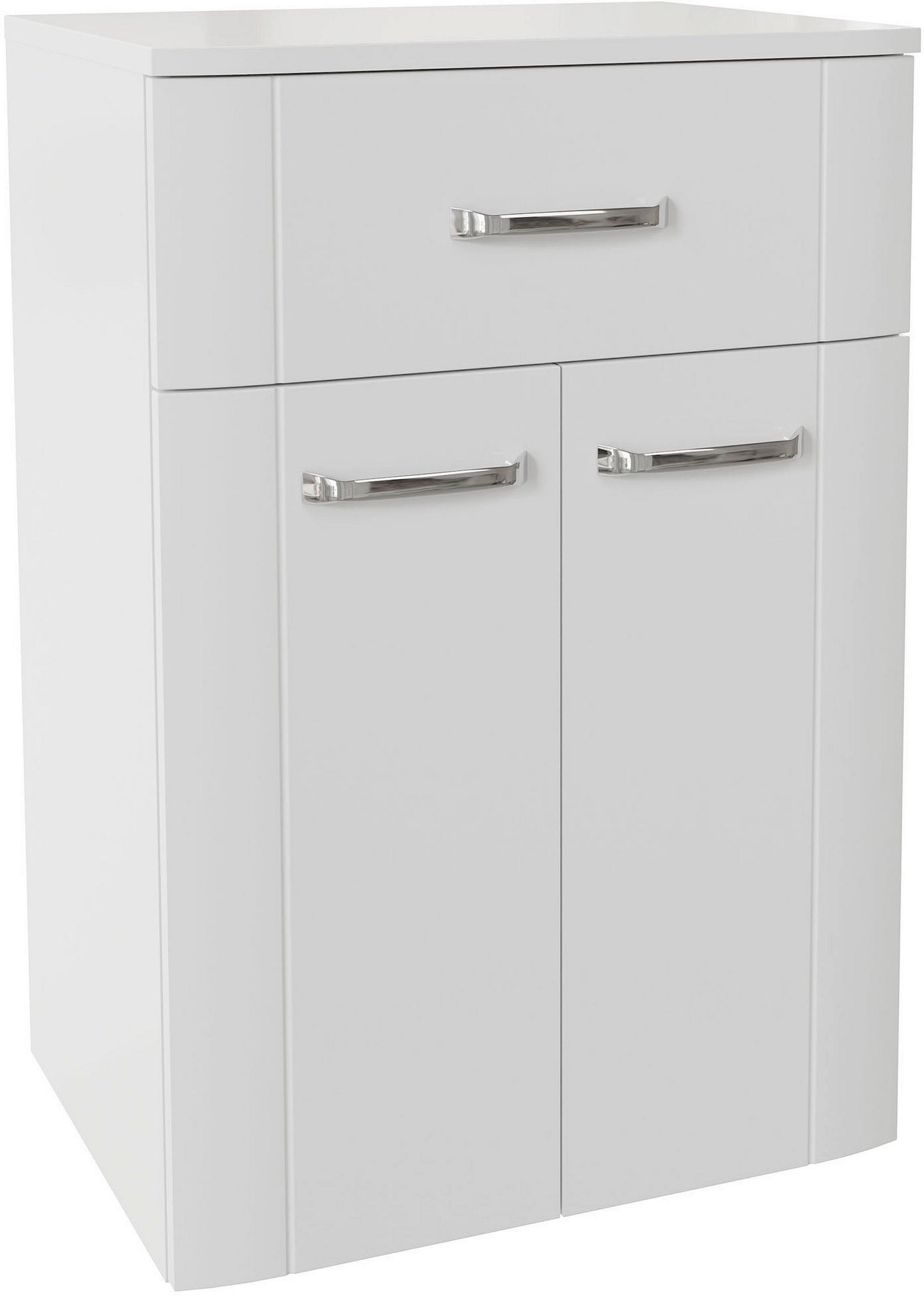 UNTERSCHRANK 50/75/38 cm   - Chromfarben/Weiß Hochglanz, MODERN, Glas/Holzwerkstoff (50/75/38cm) - Sadena