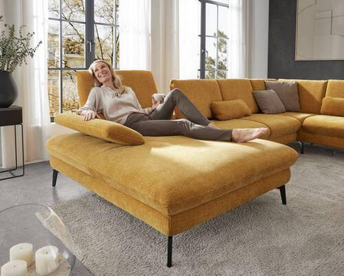 WOHNLANDSCHAFT in Webstoff Currygelb  - Currygelb/Schwarz, Design, Textil/Metall (157/354/208cm) - Dieter Knoll