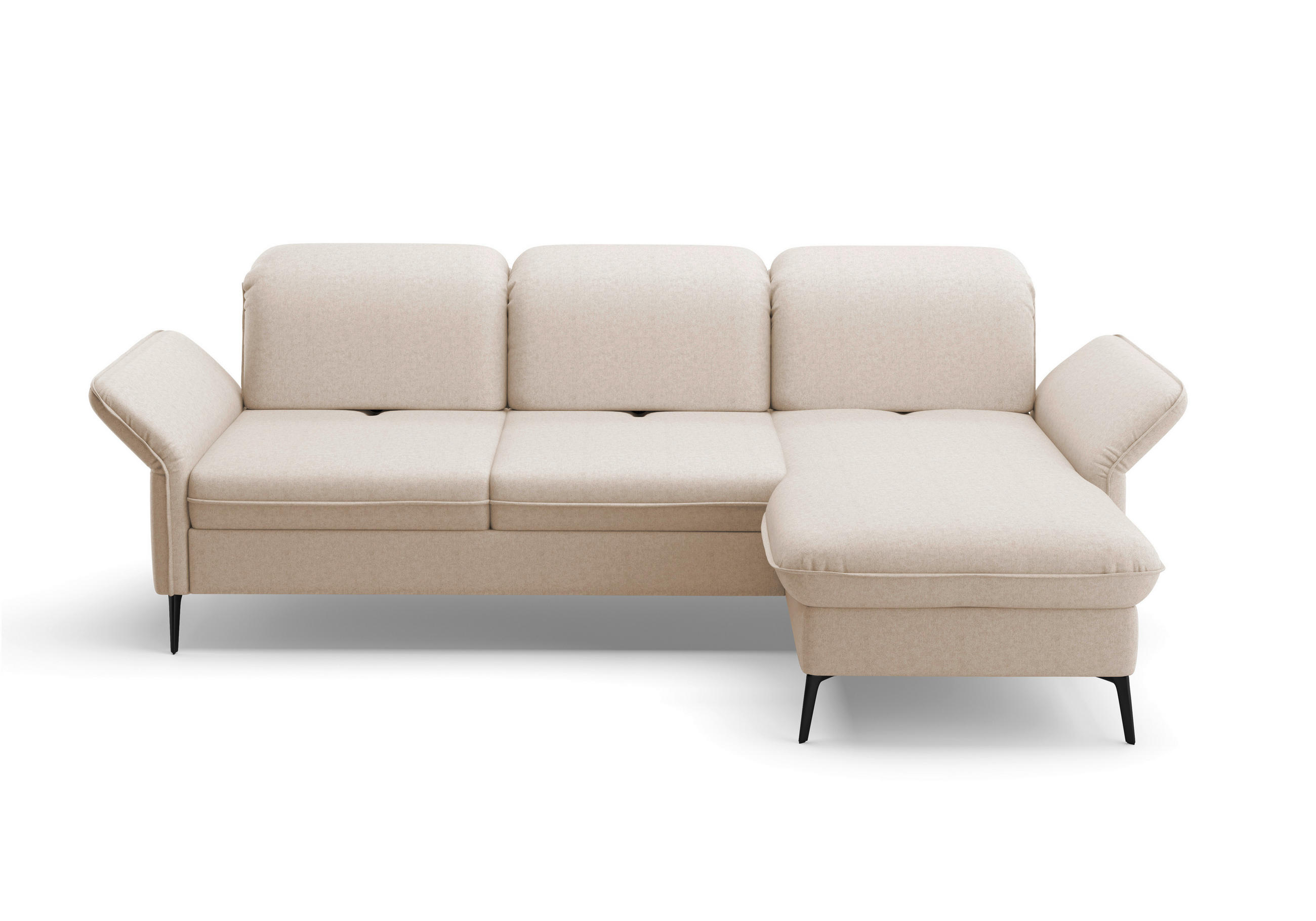 ECKSOFA in Flachgewebe Creme  - Creme/Schwarz, Konventionell, Textil/Metall (264/198cm) - Sit & More