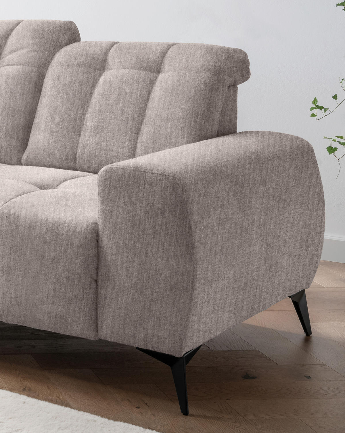 ECKSOFA Taupe Mikrofaser  - Taupe/Schwarz, MODERN, Textil/Metall (200/261cm) - Livetastic