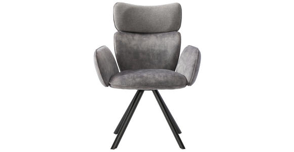 ARMLEHNSTUHL in Eisen Webstoff - Schwarz/Grau, Design, Textil/Metall (64,5/93/61cm) - Hom`in
