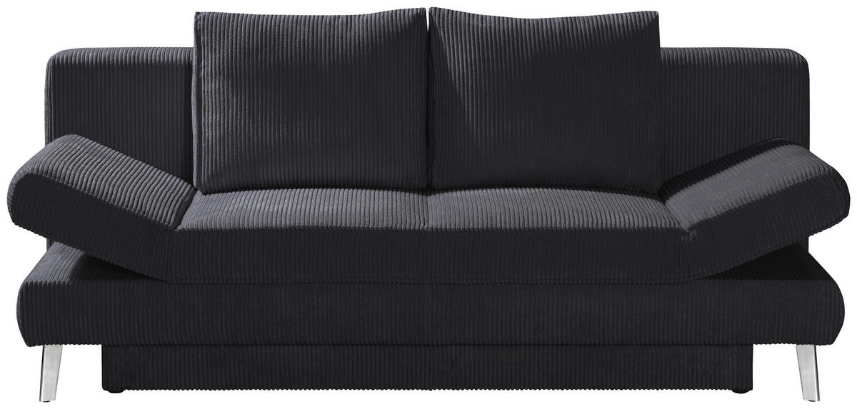 SCHLAFSOFA in Cord Dunkelgrau  - Chromfarben/Dunkelgrau, Design, Textil/Metall (200/85/90cm) - Xora