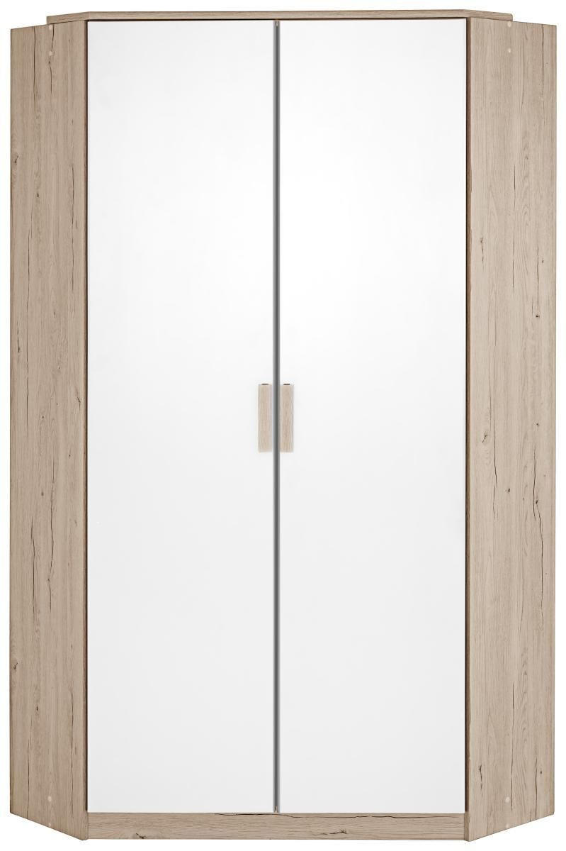 ROHOVÁ ŠATNÍKOVÁ SKRIŇA, biela, farba duba, 95/198 cm - biela/farba duba, Design, kompozitné drevo/plast (95/198cm) - MID.YOU