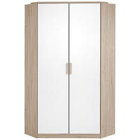 ECKKLEIDERSCHRANK  - Weiss/Eichefarben, Design, Holzwerkstoff/Kunststoff (95/198cm) - MID.YOU