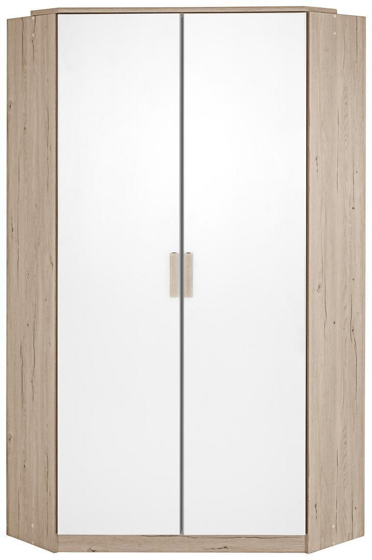 ECKKLEIDERSCHRANK  - Weiss/Eichefarben, Design, Holzwerkstoff/Kunststoff (95/198cm) - MID.YOU