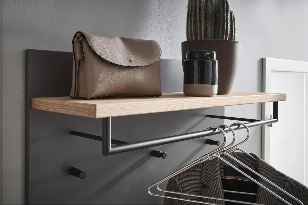 GARDEROBE 3-teilig  in 215/200/37 cm  - Eichefarben/Anthrazit, Design, Holz/Holzwerkstoff (215/200/37cm) - Dieter Knoll