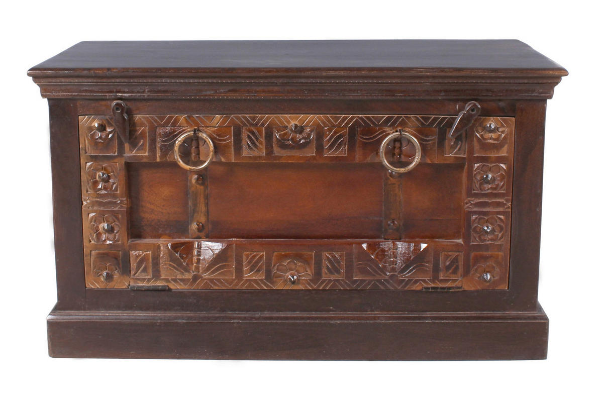 SCHUHSCHRANK Altholz massiv Braun  - Messingfarben/Braun, Design, Holz/Metall (85/50/45cm) - MID.YOU