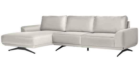 ECKSOFA in Webstoff Creme  - Creme/Schwarz, Design, Textil/Metall (172/320cm) - Valnatura