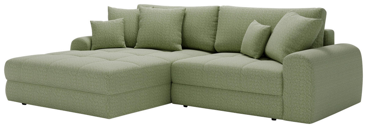 ECKSOFA LORSON Grün Struktur  - Beige/Schwarz, Design, Kunststoff/Textil (208/290cm) - Livetastic