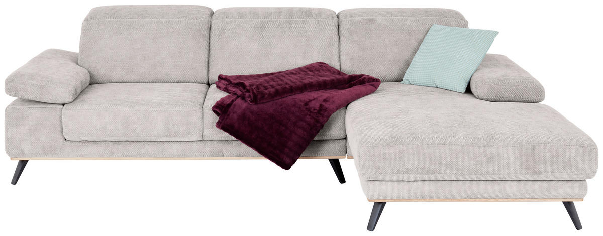 ECKSOFA ROYCE Perlmutt Struktur  - Perlmutt/Schwarz, MODERN, Textil/Metall (283/194cm) - MID.YOU