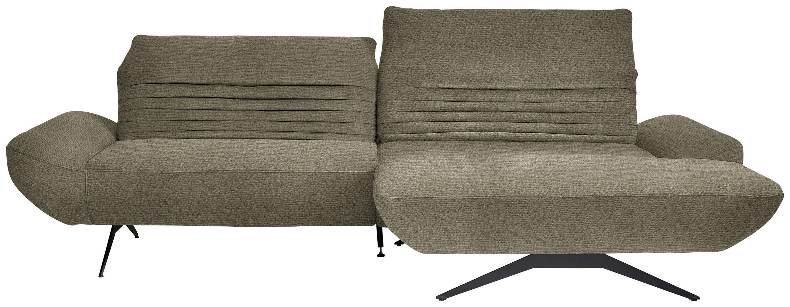 ECKSOFA in Chenille Taupe  280/170-195 cm  - Taupe/Schwarz, Design, Textil/Metall (280/170-195cm) - Dieter Knoll