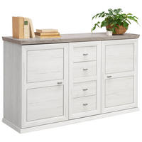 ŠIROKÁ KOMODA, šedá, bílá, 149/89,5/43 cm - šedá/bílá, Lifestyle, kov/kompozitní dřevo (149/89,5/43cm) - Hom`in