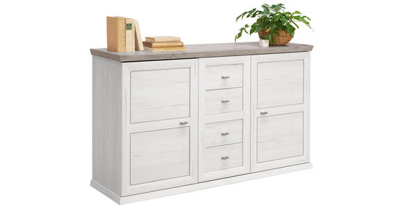 SIDEBOARD in 149/89,5/43 cm - Weiß/Grau, LIFESTYLE, Holzwerkstoff/Metall (149/89,5/43cm) - Hom`in