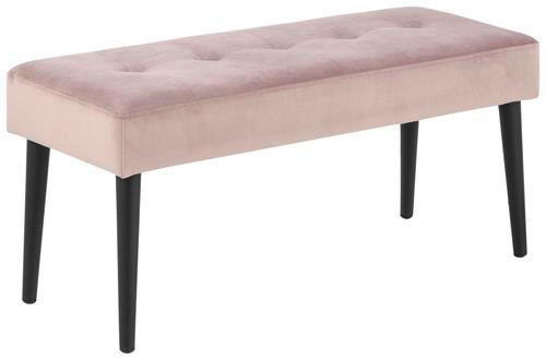 HOCKERBANK Samt Rosa, Schwarz  - Schwarz/Rosa, Trend, Textil/Metall (95/45/38cm) - Livetastic