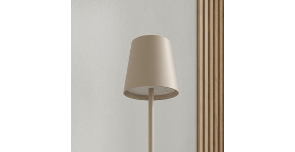 AKKU-STEHLEUCHTE 22/130 cm    - Sandfarben, Design, Kunststoff/Metall (22/130cm) - Novel