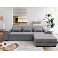 ECKSOFA in Struktur, Bouclé Grau  - Schwarz/Grau, Design, Kunststoff/Textil (270/175cm) - MID.YOU