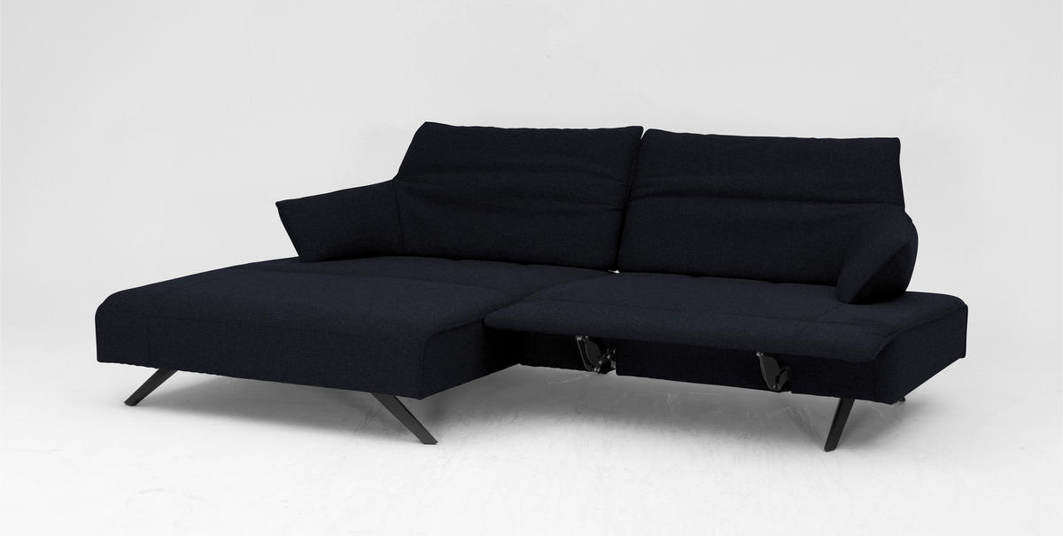 ECKSOFA in Struktur Dunkelblau  - Anthrazit/Dunkelblau, Design, Textil/Metall (165/276cm) - Himolla