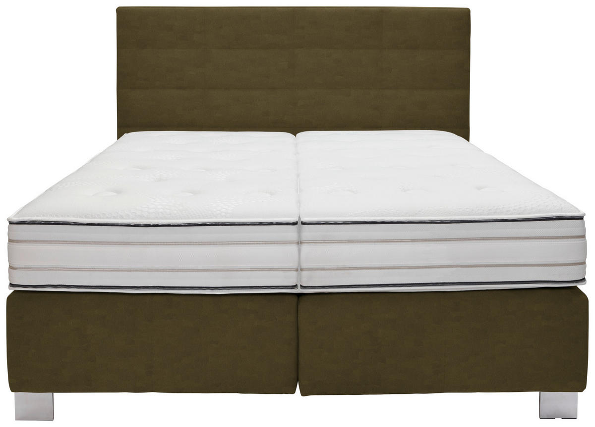 BOXSPRINGBETT 180/200 cm  in Olivgrün  - Alufarben/Olivgrün, Konventionell, Holzwerkstoff/Textil (180/200cm) - Dieter Knoll