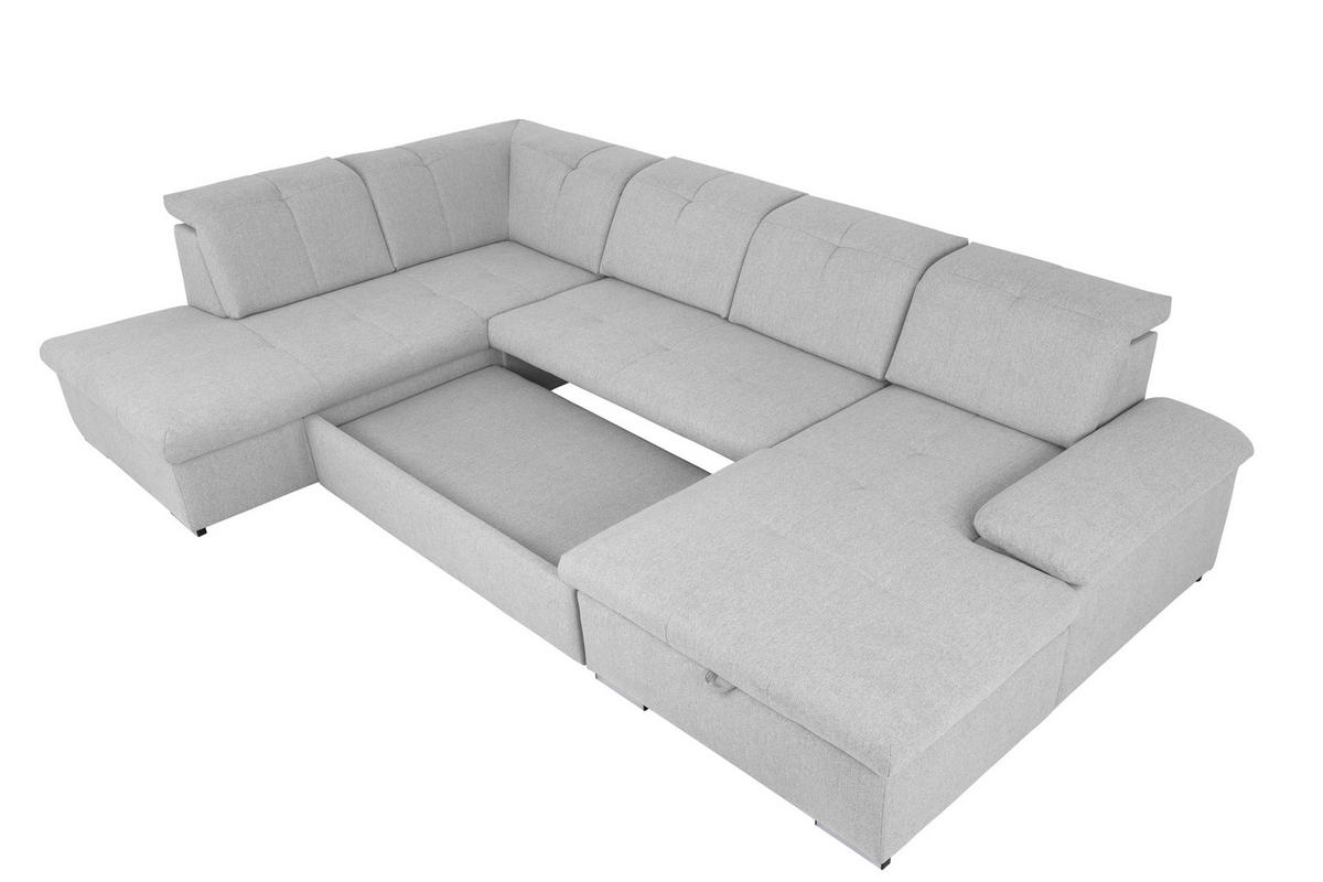 WOHNLANDSCHAFT Hellgrau  - Hellgrau/Grau, Design, Textil/Metall (215/328/173cm) - MID.YOU