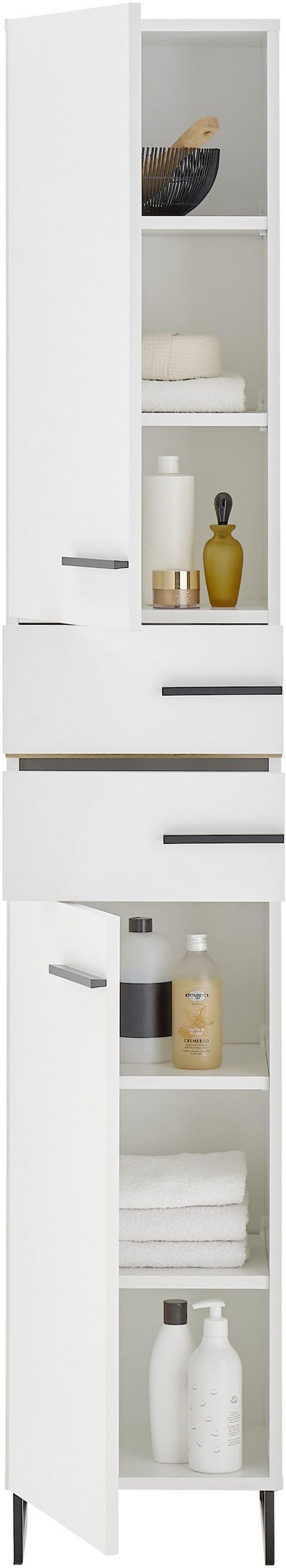 HOCHSCHRANK 35/194/33 cm  - Eichefarben/Schwarz, LIFESTYLE, Holzwerkstoff/Kunststoff (35/194/33cm) - home24