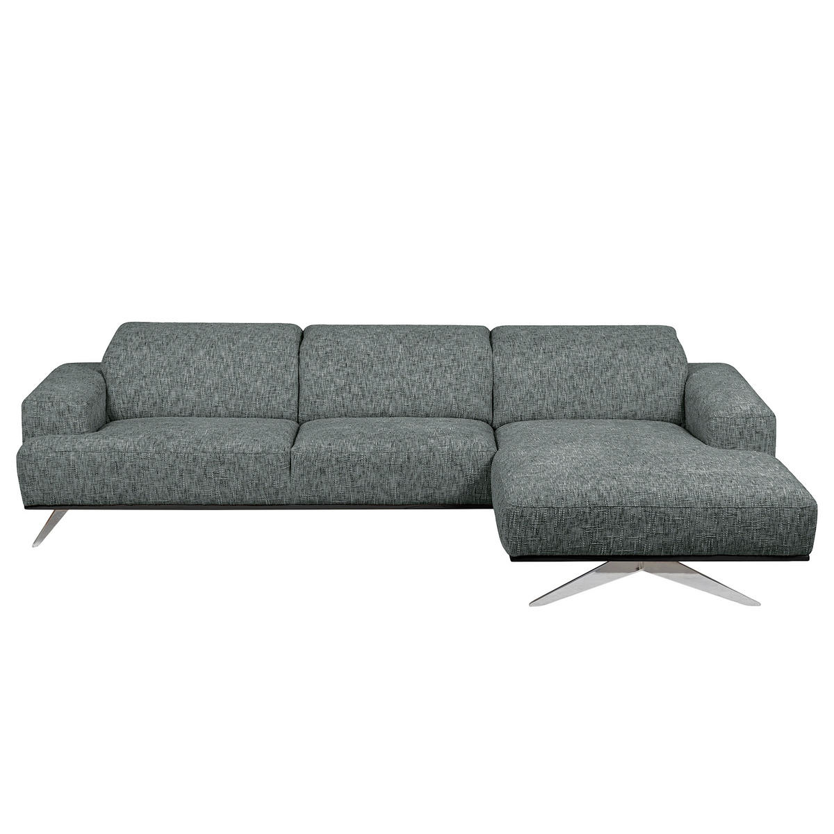 ECKSOFA PORTLAND Anthrazit Struktur Kopfteilverstellung  - Chromfarben/Anthrazit, Design, Holz/Textil (295/187cm) - Livetastic