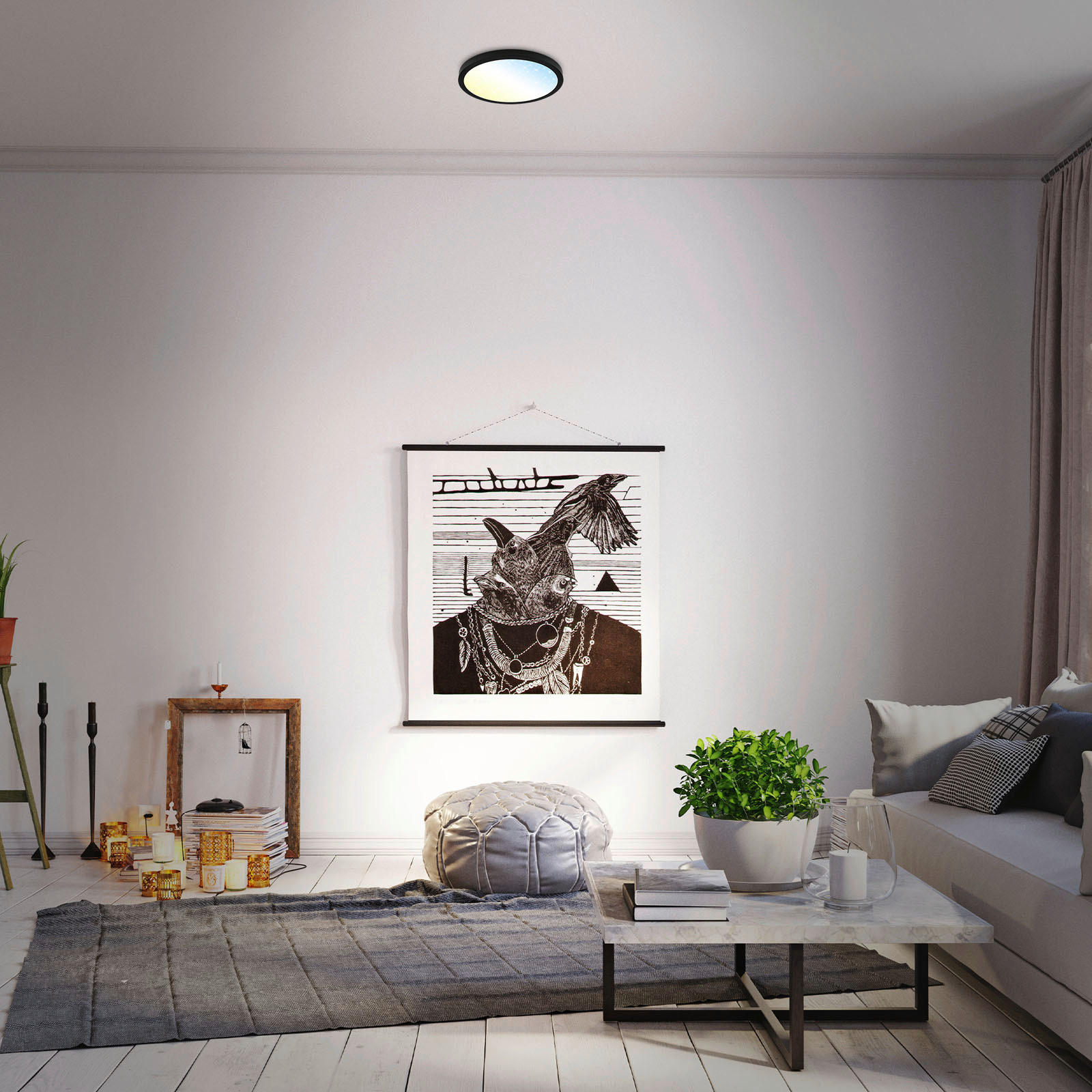 STROPNA LED-SVETILKA  Runa 18 W/2000 lm/2700-6500 K/230 V/ - črna, Basics, kovina/umetna masa (28/4cm)