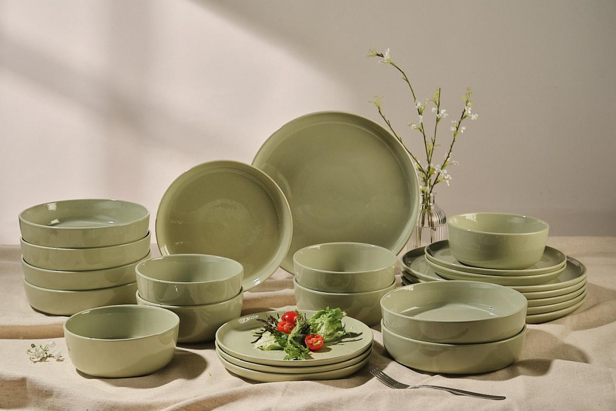 KOMBISERVICE Colori verde 24-teilig  - Grün, Trend, Keramik - Novel