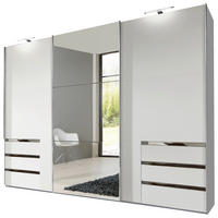 SCHWEBETÜRENSCHRANK 300/236/65 cm 3-türig Weiß  - Chromfarben/Weiß, MODERN, Holzwerkstoff (300/236/65cm) - MID.YOU