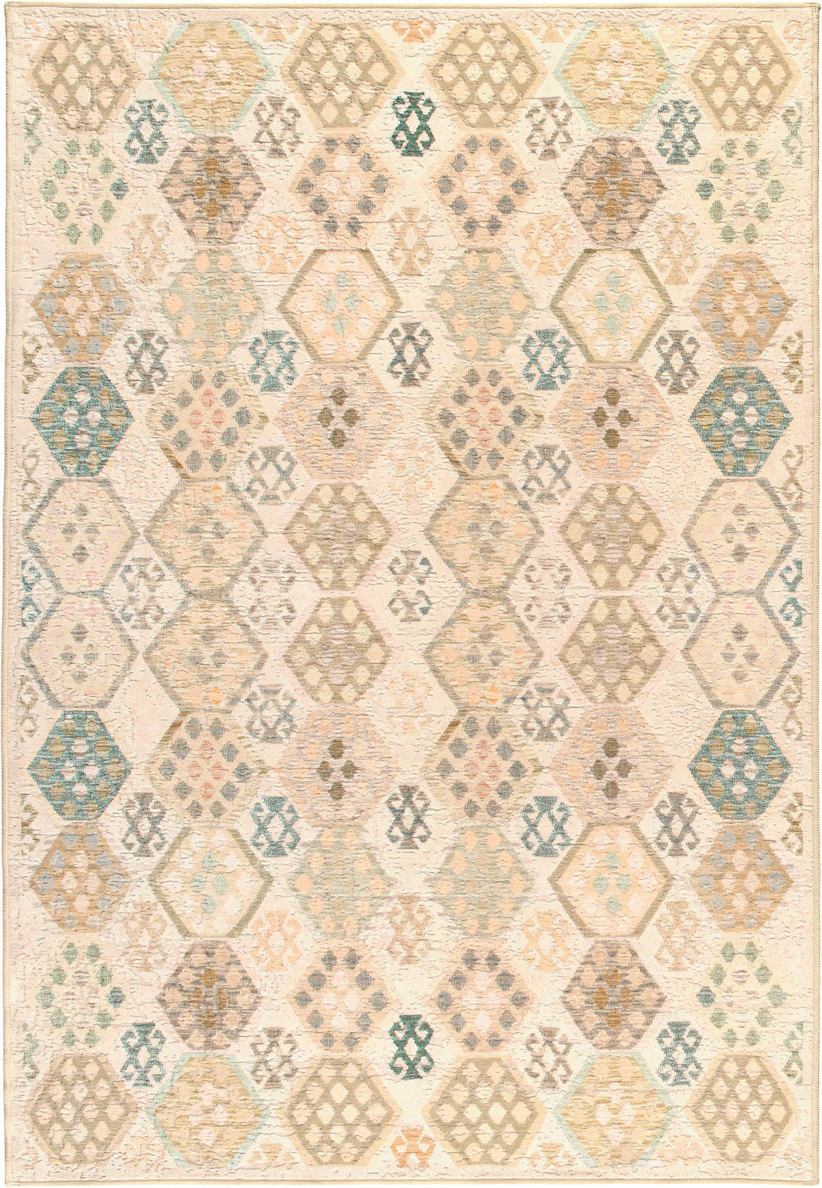 VINTAGE-TEPPICH Ondea Parviza 130/190 cm  in Sandfarben, Hellrosa, Blaugrau  - Sandfarben/Hellrosa, LIFESTYLE, Kunststoff/Textil (130/190cm) - Lindorug