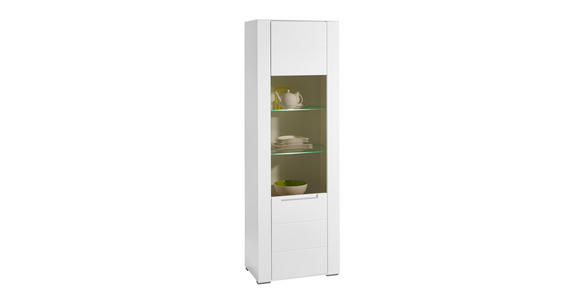 VITRINE in Weiß - Silberfarben/Weiß, Design, Glas/Holzwerkstoff (66/198/41cm) - Hom`in