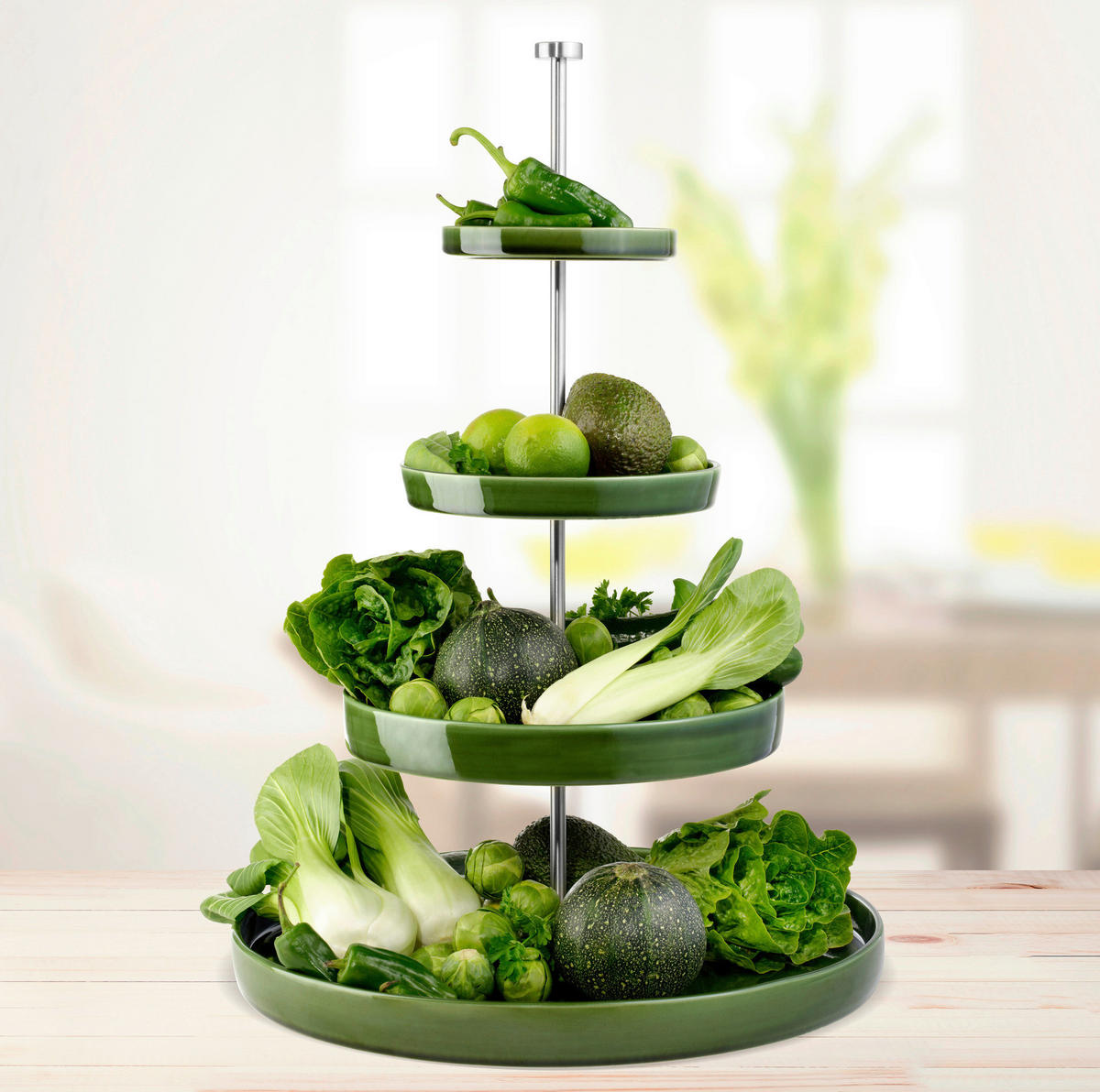 ETAGERE 4-stöckig - Grün, KONVENTIONELL, Keramik (41/61cm) - ASA