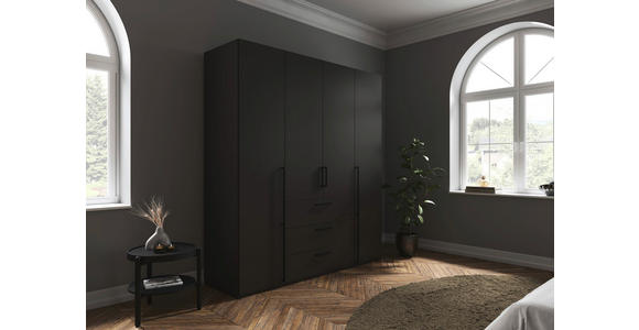 DREHTÜRENSCHRANK 201/223/61 cm,  in Graphitfarben, 4-türig  - Schwarz/Graphitfarben, Basics, Holzwerkstoff/Metall (201/223/61cm) - Novel
