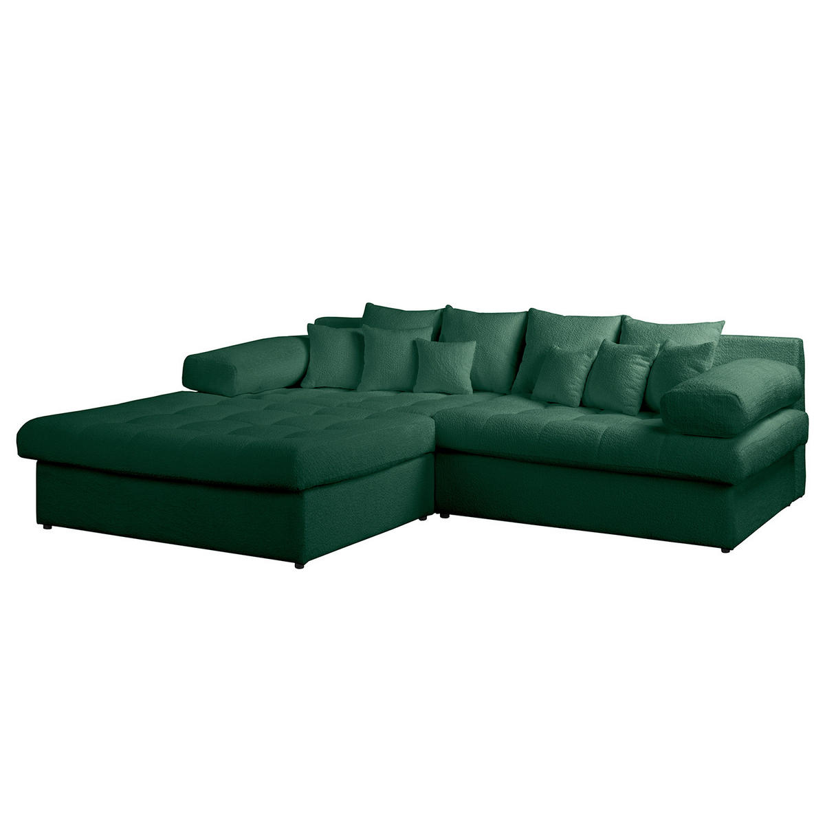 ECKSOFA Naomi Grün Chenille Rückenkissen  - Schwarz/Grün, Design, Kunststoff/Textil (243/284cm) - P & B