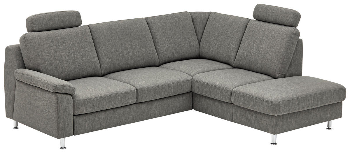 ECKSOFA in Webstoff Dunkelgrau  - Dunkelgrau/Alufarben, Konventionell, Textil/Metall (241/200cm) - Beldomo System