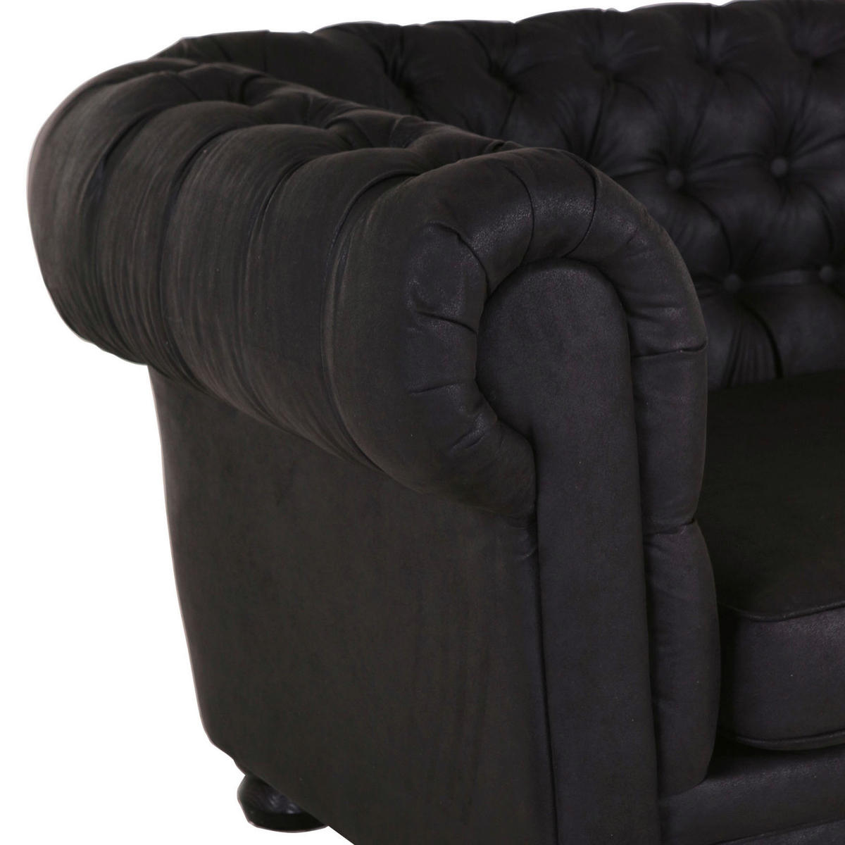 CHESTERFIELD-SOFA Mikrofaser Dunkelgrau  - Dunkelgrau/Dunkelbraun, KONVENTIONELL, Textil (203/79/93cm) - Livetastic