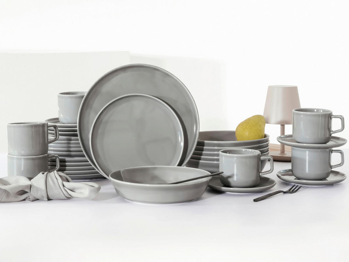 KOMBISERVICE Chef Collection Grau 30-teilig  - Hellgrau, Basics, Keramik - Creatable