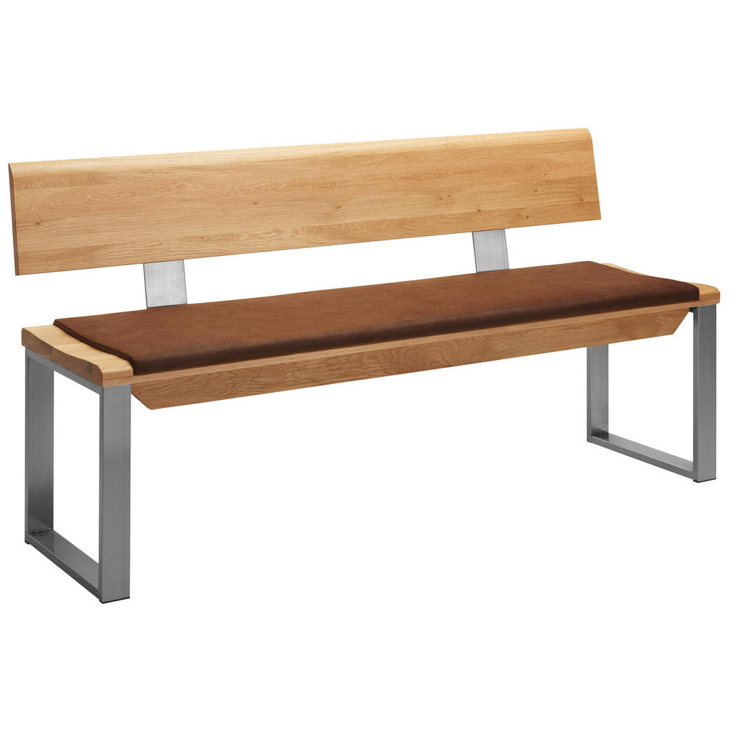 Sitzbank 150/83/54 Cm In Braun, Edelstahlfarben, Eichefarben Sitzbank 150/83/54 Cm In Braun, Edelstahlfarben, Eichefarben