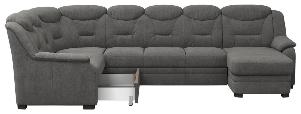 WOHNLANDSCHAFT  in Chenille Anthrazit  - Anthrazit/Schwarz, Basics, Kunststoff/Textil (211/330/162cm) - MID.YOU