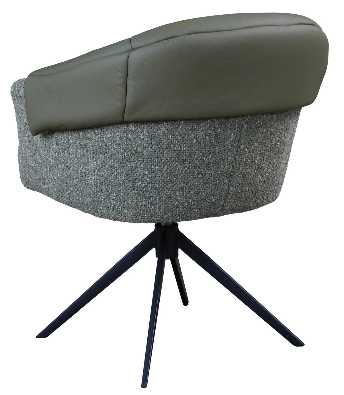 ARMLEHNSTUHL  Sitzfläche 360° drehbar, automatische Rückholfunktion Leinenoptik Echtleder  Grün, Schwarz  - Schwarz/Grün, Design, Leder/Textil (68,5/83/65,5cm) - Carryhome